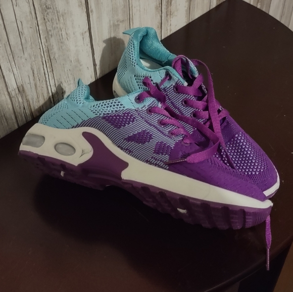 Plum/Turquoise knitted sneaker, running shoe size 8 - Picture 6 of 6
